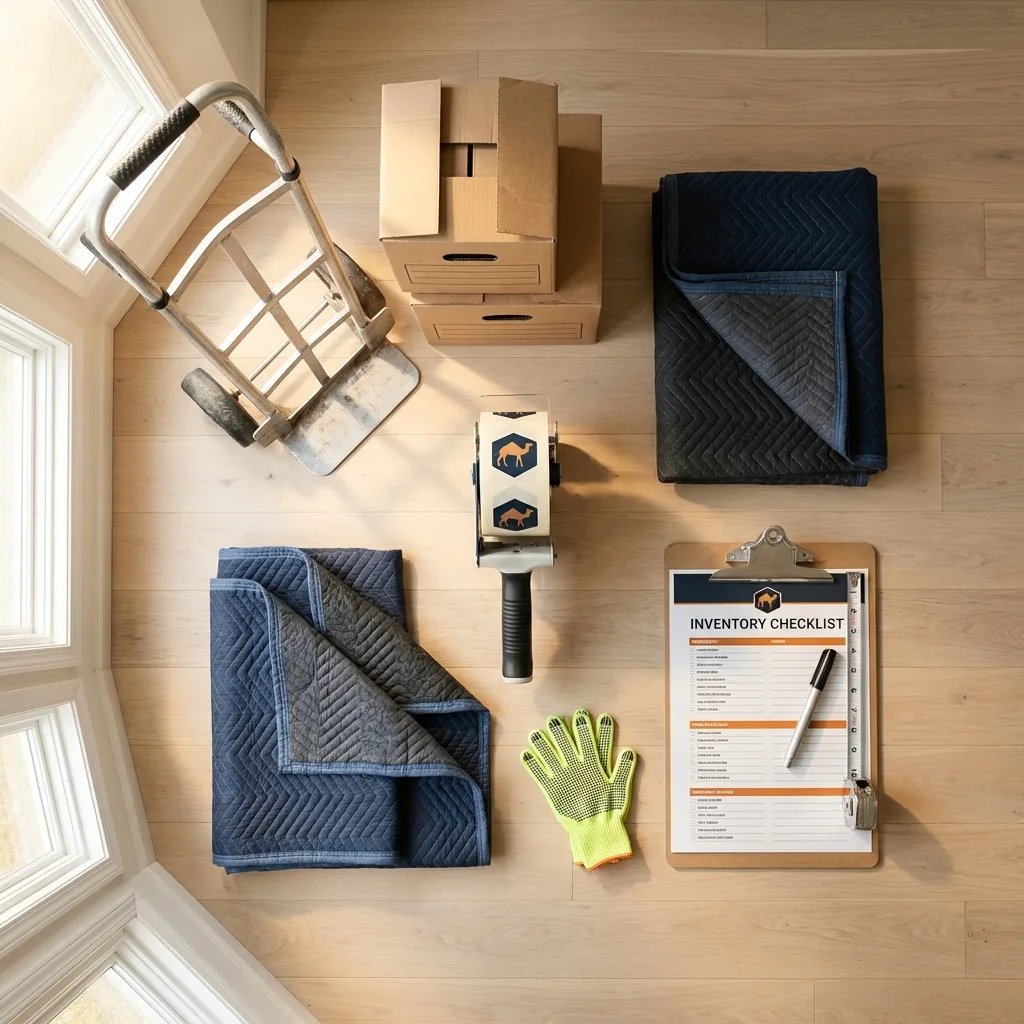 Professional moving supplies and packing materials layout for Hopwood residential relocations